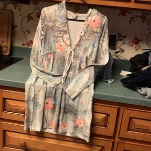 Hooded floral LS dress soft knit